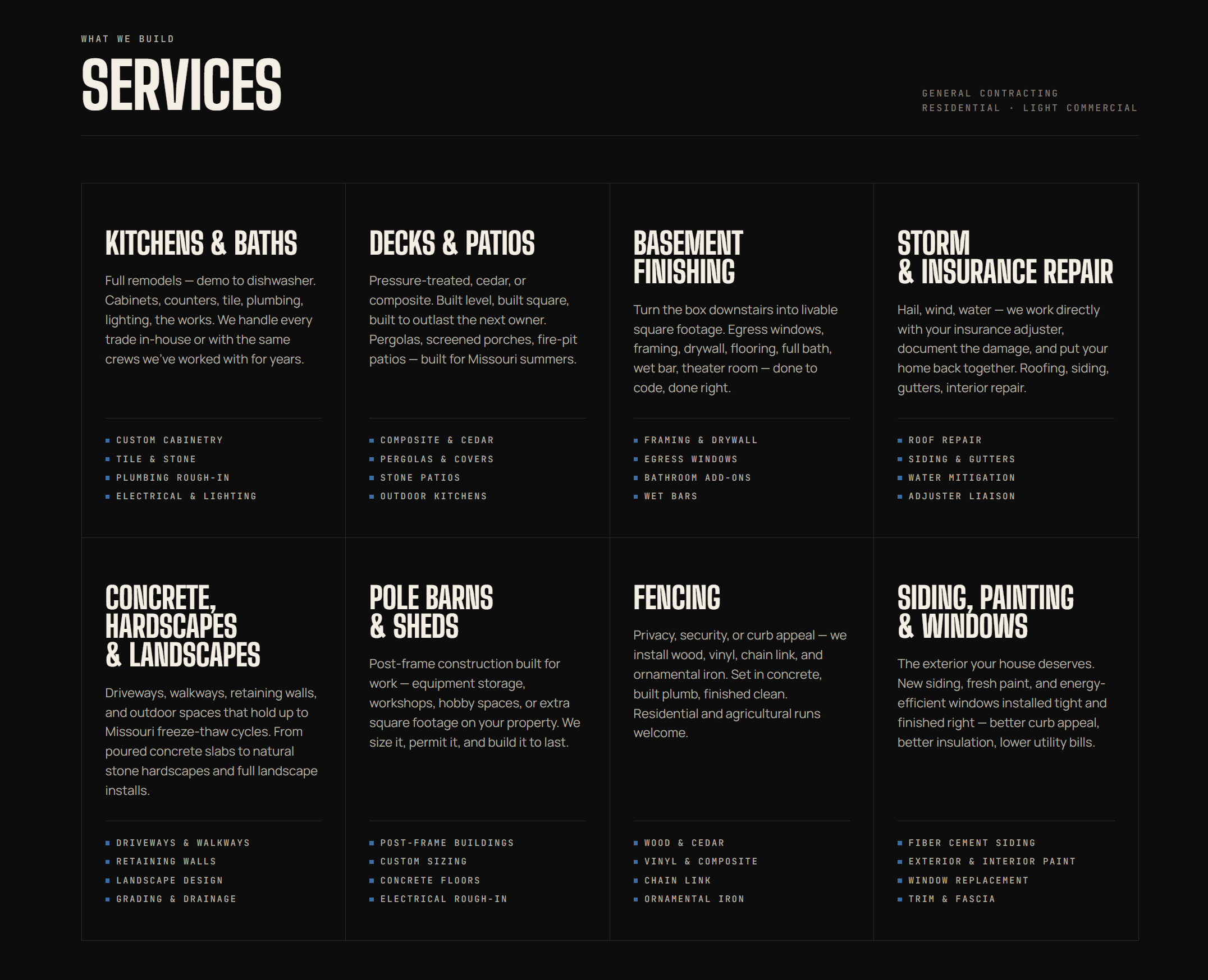 Crosscut Construction Services Section